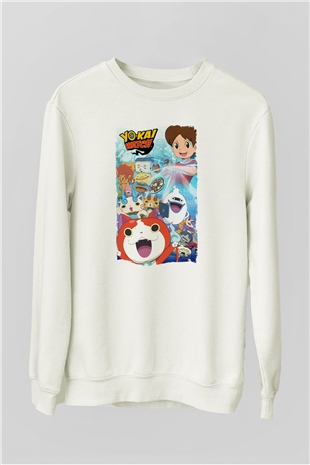Yo-kai Watch Beyaz Unisex Sweatshirt