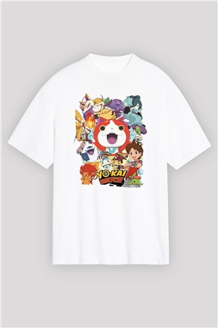 Yo-kai Watch Beyaz Oversize Tişört Oversize T-shirt