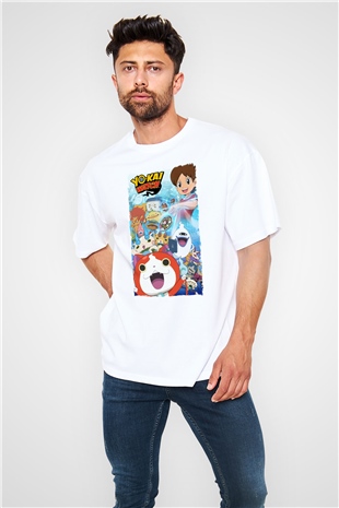 Yo-kai Watch Beyaz Oversize Tişört Oversize T-shirt