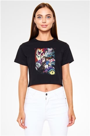Yo-kai Watch Siyah  Crop Top Tişört