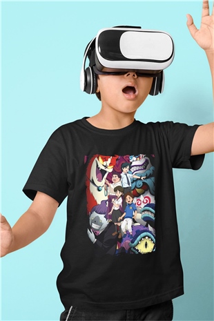 Yo-kai Watch Siyah Unisex Çocuk Tişört