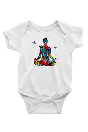Yoga Baskılı Beyaz Bebek Body - Zıbın