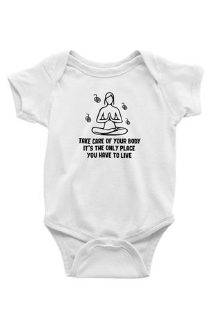 Yoga Baskılı Beyaz Bebek Body - Zıbın