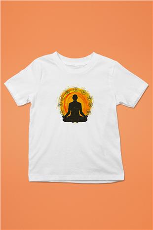 Yoga Baskılı Unisex Beyaz Çocuk Tişört - Tshirt