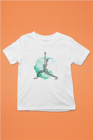 Yoga Baskılı Unisex Beyaz Çocuk Tişört - Tshirt