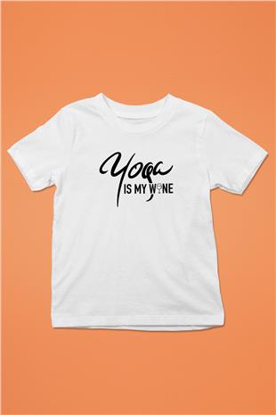 Yoga Baskılı Unisex Beyaz Çocuk Tişört - Tshirt
