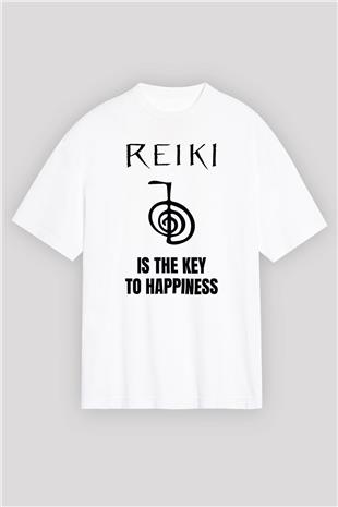 Yoga Baskılı Unisex Beyaz Oversize Tişört - Tshirt