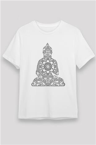 Yoga Baskılı Unisex Beyaz Tişört - Tshirt