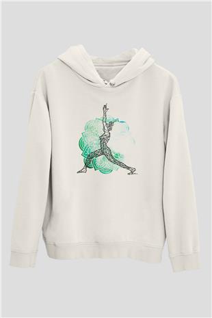 Yoga Baskılı Unisex Ekru Hoodie