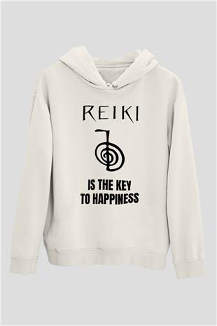 Yoga Baskılı Unisex Ekru Hoodie