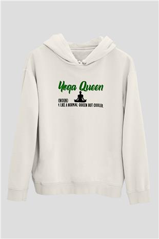 Yoga Baskılı Unisex Ekru Hoodie