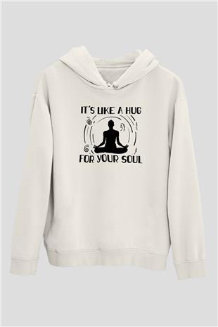 Yoga Baskılı Unisex Ekru Hoodie
