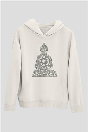 Yoga Baskılı Unisex Ekru Hoodie