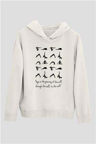 Yoga Baskılı Unisex Ekru Hoodie