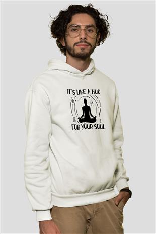 Yoga Baskılı Unisex Ekru Hoodie