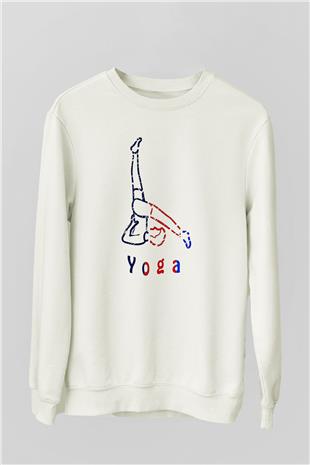 Yoga Baskılı Unisex Ekru Sweatshirt