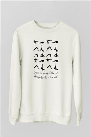 Yoga Baskılı Unisex Ekru Sweatshirt