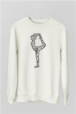 Yoga Baskılı Unisex Ekru Sweatshirt