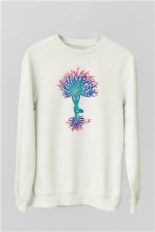 Yoga Baskılı Unisex Ekru Sweatshirt