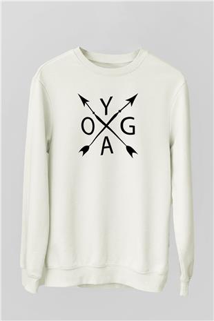 Yoga Baskılı Unisex Ekru Sweatshirt