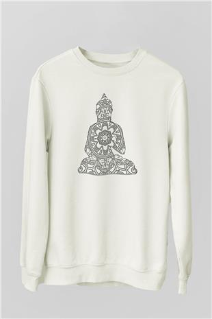 Yoga Baskılı Unisex Ekru Sweatshirt