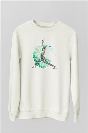 Yoga Baskılı Unisex Ekru Sweatshirt