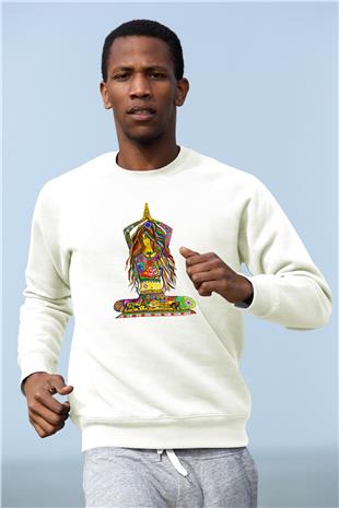 Yoga Baskılı Unisex Ekru Sweatshirt