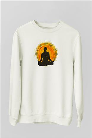 Yoga Baskılı Unisex Ekru Sweatshirt