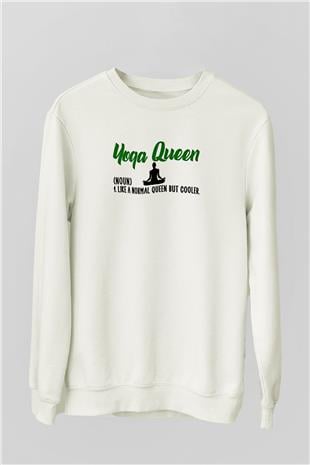 Yoga Baskılı Unisex Ekru Sweatshirt