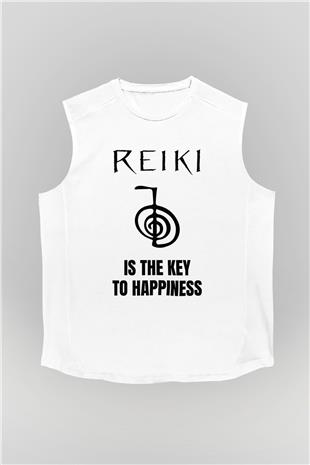 Yoga Baskılı Unisex Kolsuz Beyaz Tişört