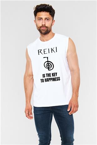 Yoga Baskılı Unisex Kolsuz Beyaz Tişört