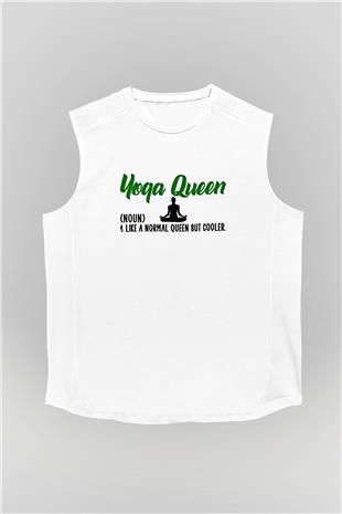 Yoga Baskılı Unisex Kolsuz Beyaz Tişört