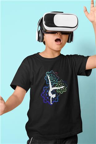 Yoga Baskılı Unisex Siyah Çocuk Tİşörtü - Tshirt