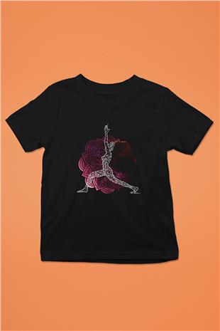 Yoga Baskılı Unisex Siyah Çocuk Tİşörtü - Tshirt