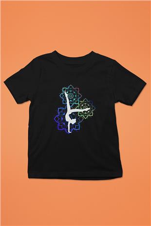 Yoga Baskılı Unisex Siyah Çocuk Tİşörtü - Tshirt
