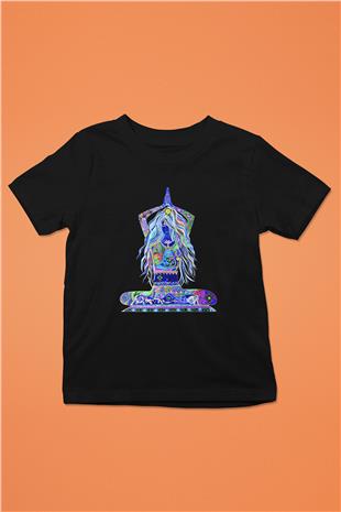 Yoga Baskılı Unisex Siyah Çocuk Tİşörtü - Tshirt