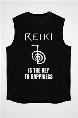 Yoga Baskılı Unisex Siyah Kolsuz Tişört