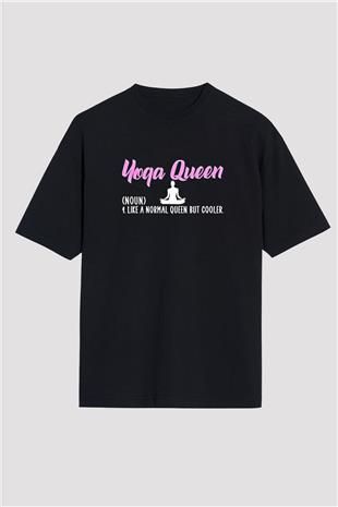 Yoga Baskılı Unisex Siyah Oversize Tişört