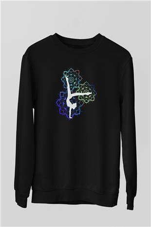 Yoga Baskılı Unisex Siyah Sweatshirt