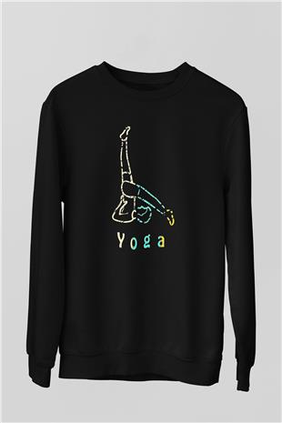 Yoga Baskılı Unisex Siyah Sweatshirt
