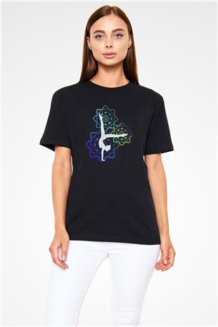Yoga Baskılı Unisex Siyah Tişört - Tshirt