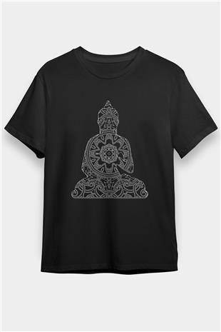 Yoga Baskılı Unisex Siyah Tişört - Tshirt