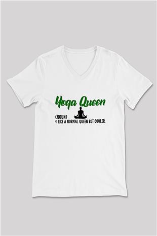 Yoga Baskılı Unisex V Yaka Tişört - Tshirt