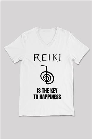 Yoga Baskılı Unisex V Yaka Tişört - Tshirt