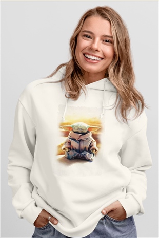 Yoga YodaBeyaz  Unisex Hoodie