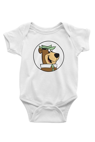Yogi Bear Ayı Yogi Baskılı Beyaz Unisex Bebek Body - Zıbın