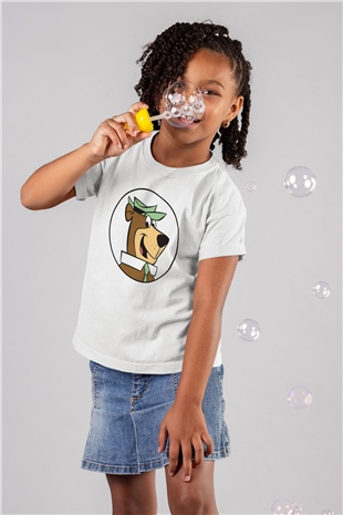 Yogi Bear Ayı Yogi Baskılı Beyaz Unisex Çocuk Tişört