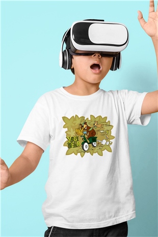 Yogi Bear Ayı Yogi Baskılı Beyaz Unisex Çocuk Tişört