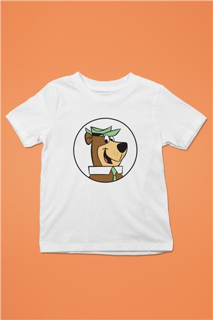 Yogi Bear Ayı Yogi Baskılı Beyaz Unisex Çocuk Tişört