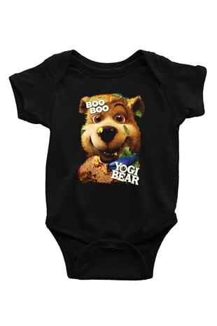 Yogi Bear Ayı Yogi Baskılı Siyah Bebek Body - Zıbın